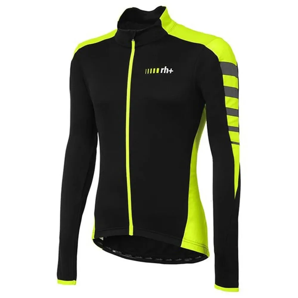 Zero Rh Team Cycling Men Bike Suits Winter Thermal Fleece Jacket Mtb Long Sleeve Warm Tops Maillot Ropa Ciclismo 240403