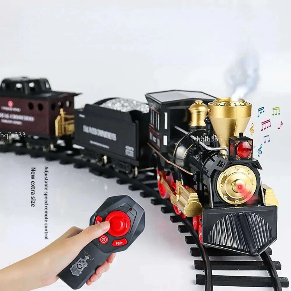 Simulatie Elektrische/RC Track Train Remote Control Retro Steam Electric Stepless Rooking Children's Toys 230601