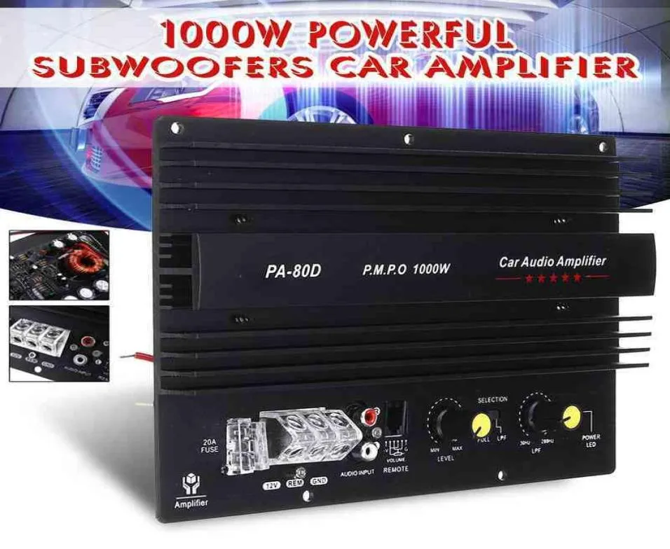 PA80D 12V 1000W O Placa Lifier Lifier de alta potência poderoso subwoofer Bass Bass Player6545231