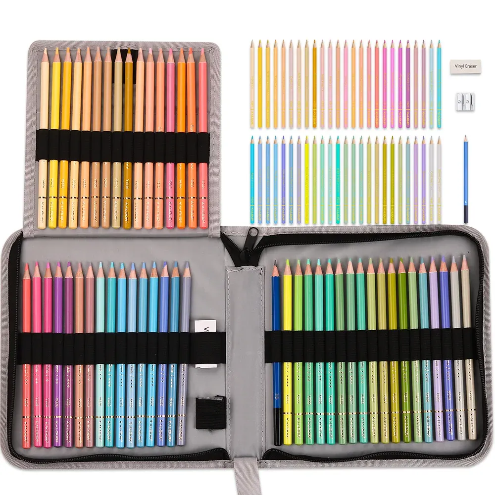 Pencils 53pcs KALOUR Colored Pencil Set ,50Colors Professional Premium Macaron Drawing Sketching lapices For Artist Kids Adult Beginners