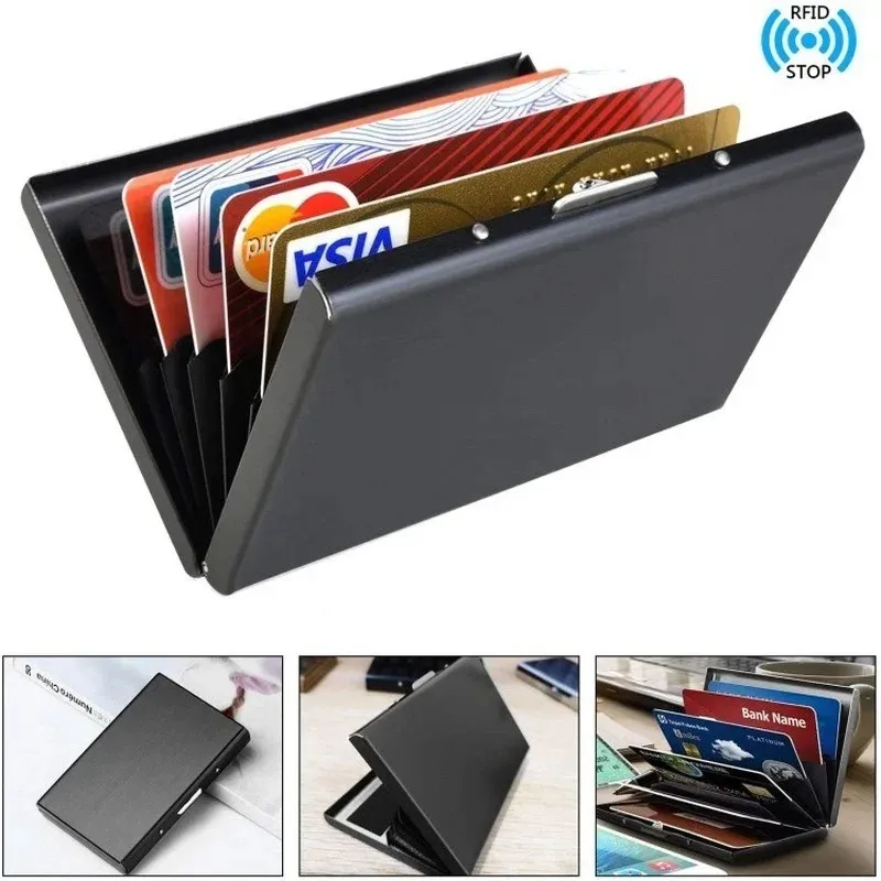 1pc Carte Hommes RFID Blocage en aluminium Métal Mlim Portefeuille Money Sac Anti-Scan Credit Carte Case mince Small Male