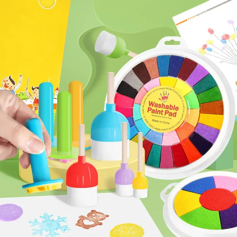 15 Color Washable Ink Pad Set For Stamping - Fingerprint Craft Ink Pads For Kids DIY, Scrapbooking, Cards