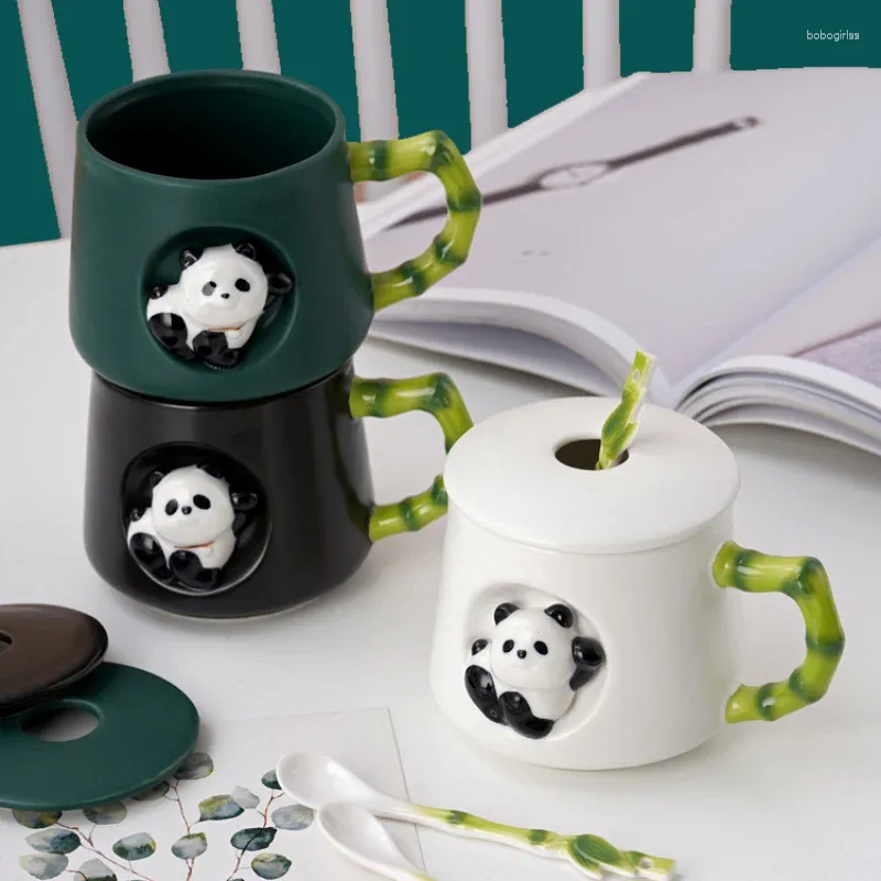 Mugs 400ml Panda Ceramic Water Cup Coffee With Cover Milk Tea Cups Mug Beverage Festival Gift