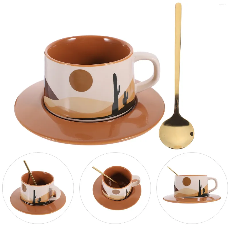 マグカップレトロなセラミックハンド醸造コーヒーカップミルクソーサーの水眼鏡を飲む装飾カップ朝食マグカップ