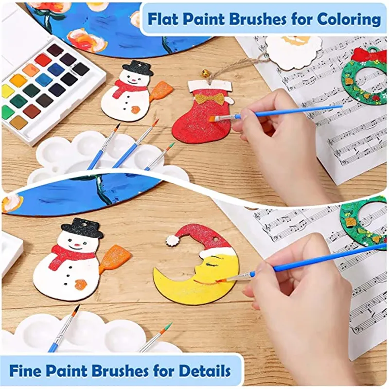 Paint Brushes Set for Kids Acrylic Gouache Flat Round Pointed Paint Brushes Craft Watercolor Oil Painting Brushes