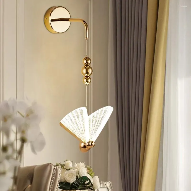 Lampa ścienna LED Modern Butterfly Light Decor do domowej sypialni salon powierzchnia Oświetlenie Sconce Oświetlenie
