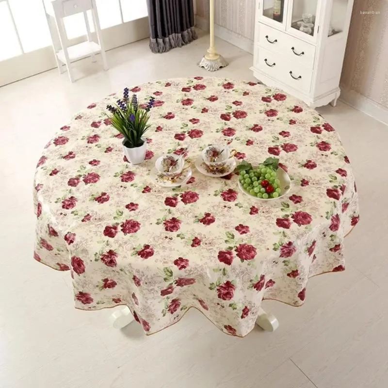 Table Cloth 152/180cm Round Waterproof Oil-proof PVC Printed Tablecloth Home Coffee Decor Cloths Cover