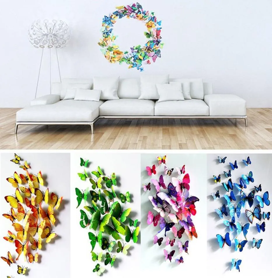 200 pcslo 3D Wall Stickers Fridge Magnet Butterflies DIY Wall Sticker Home Decor Wall Decoration Wedding Home Party Decorative Ki7805740