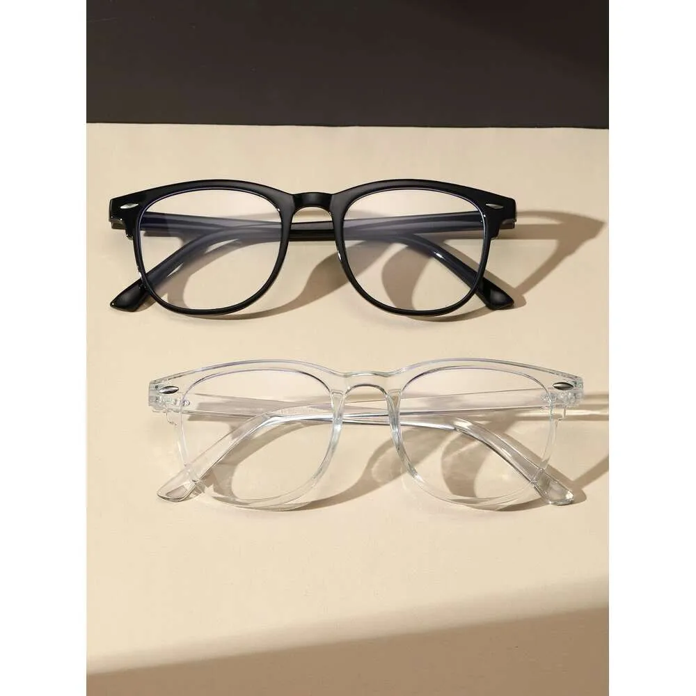 3st Women Circle Frame Classic Plastic Transparent Black Leopard Clear Glasses Anti-Blue Light for Reading School Daily Accessories