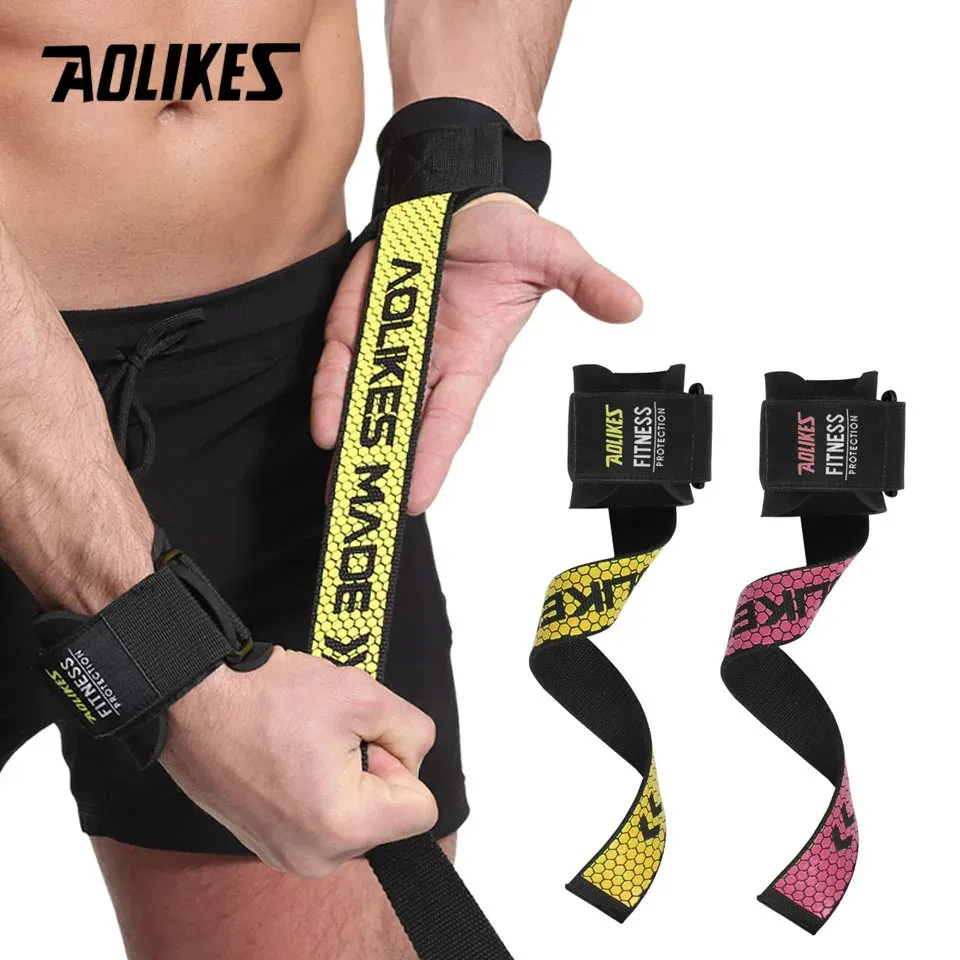 Lifting AOLIKES 1 Pair Weight Lifting Straps Hand Wrist Belt Support Brace for Body Building Fitness Crossfit Wrist Weight Belt Barbells