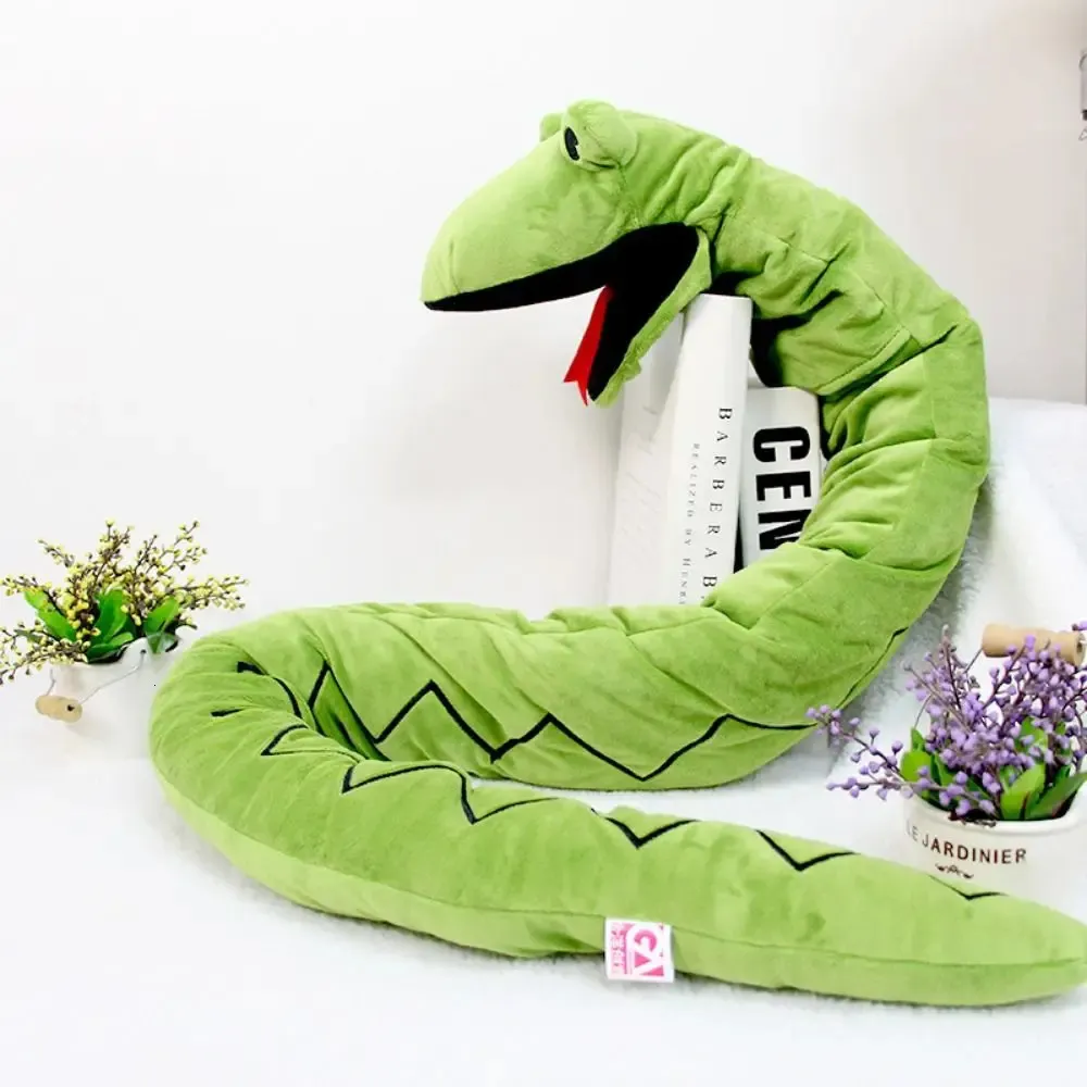 Realistische Slang Handpop Groene Slang Pluche Slang Python Poppen Mond Beweegbaar 150 cm/59.06 inch Handpop Speelgoed Meisjes 240328