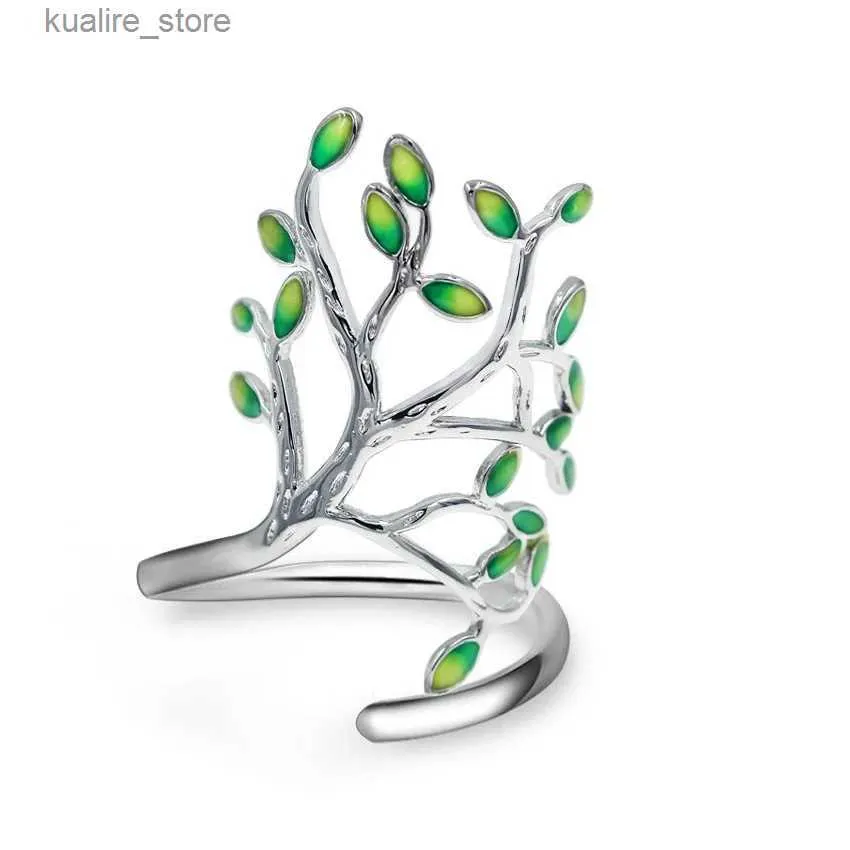 Cluster Rings USPS Verzending Green Life Tree Open Ring voor vrouwen opvouwbare ring voor vrouwen bruiloft sieraden decoratie cadeau HR303 L240402