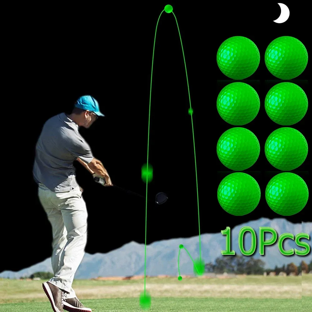 Piłki 10pcs Luminous Night Golf Balls Długo trwałe wielokrotne użycie Bright Night Glow Golf Ball.