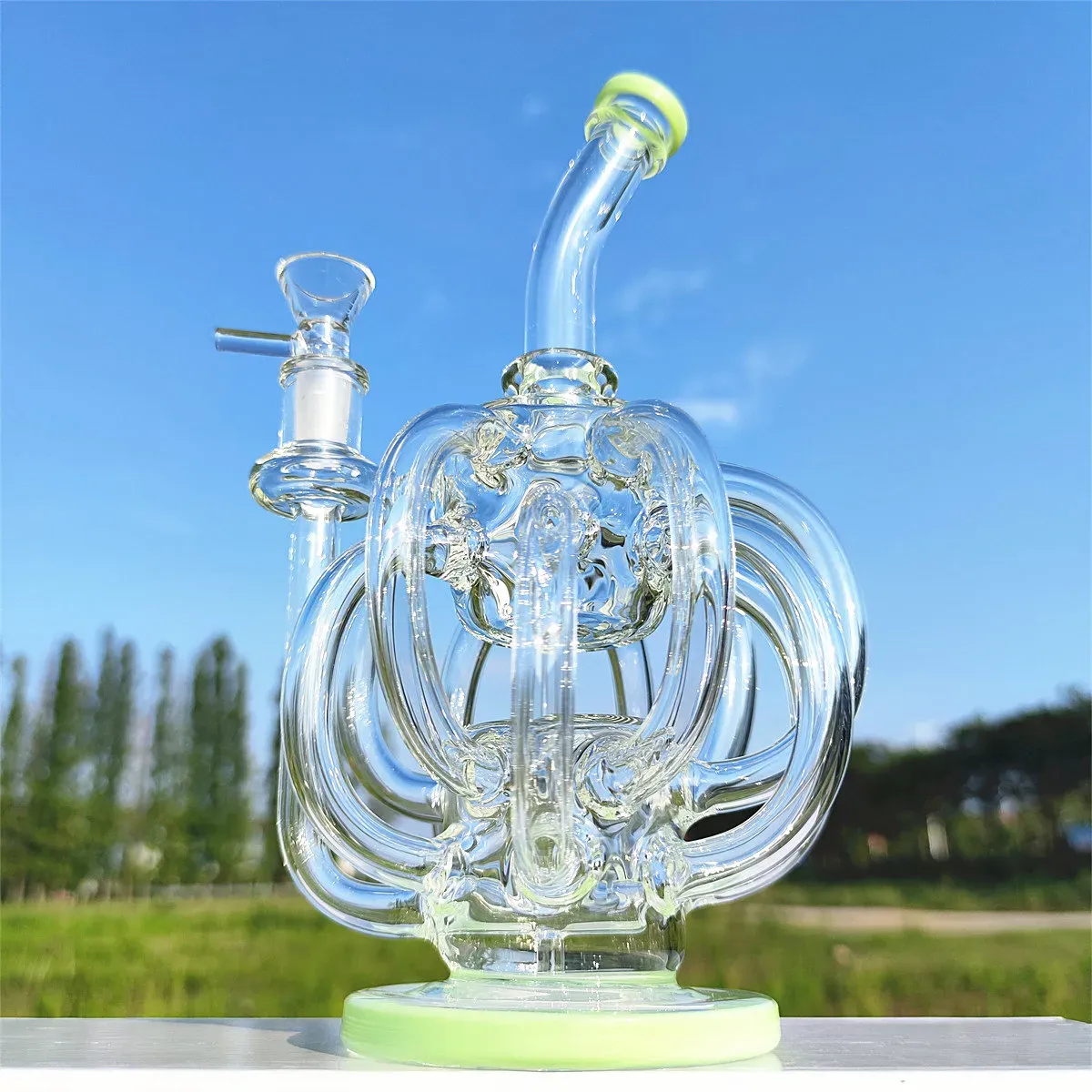 11 Inch Large Scale Multi Lip Color Hookah Glass Bong Recycler Pipes Water Pipes Bongs Smoke Pipe Bongs Bottles Dab Rig Size 14mm Female Joint