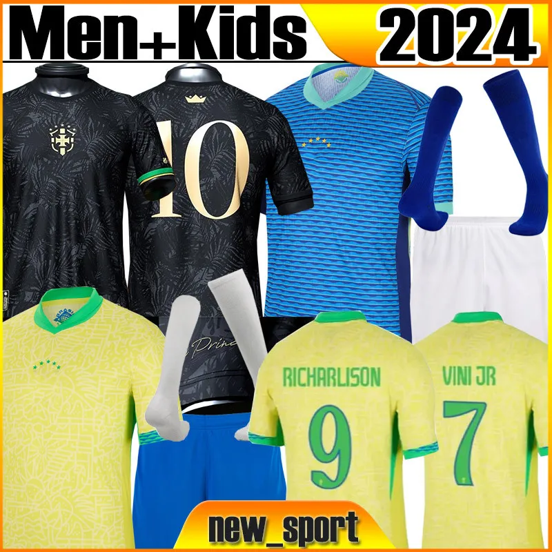 XXXL 4xl 2024 Maglie da calcio Brasile grandi dimensioni Richarlison G.Jesus Camiseta 24/25 Coutinho Marquinhos Casemiro 2023 Brasil Men Aggiungi bambini Set completo Shirt da calcio