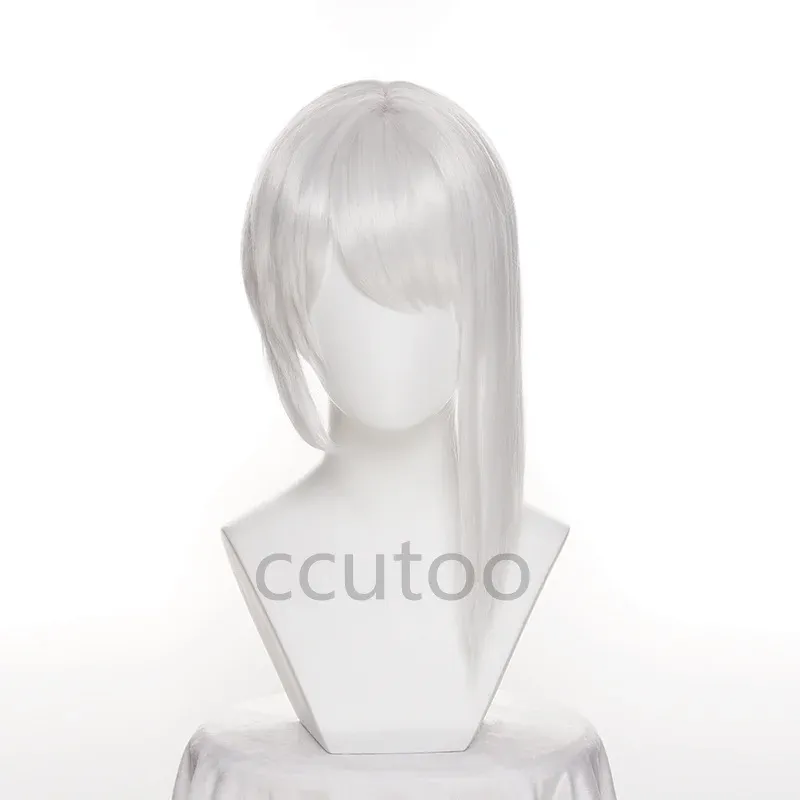 Pruiken game cosplay pruik wig nier replicant kaine pruik vrouwen zilveren witte hitte resistent syntehtisch haar + gratis pruik cap