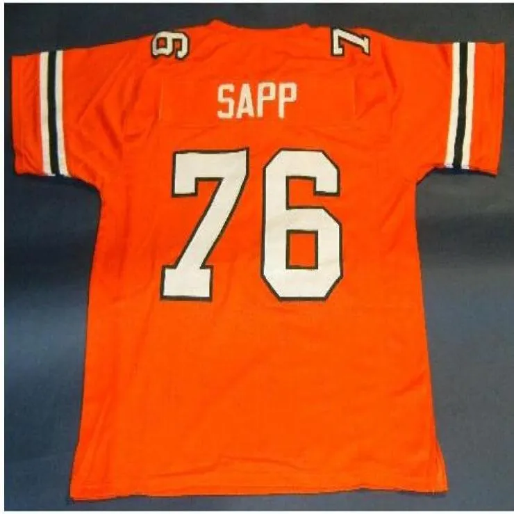 Custom Men 76 Warren Sapp Orange University Miami Hurricanes Jersey College Jersey Rozmiar S4XL lub Custom Dowolne nazwisko lub numer Jersey6631942