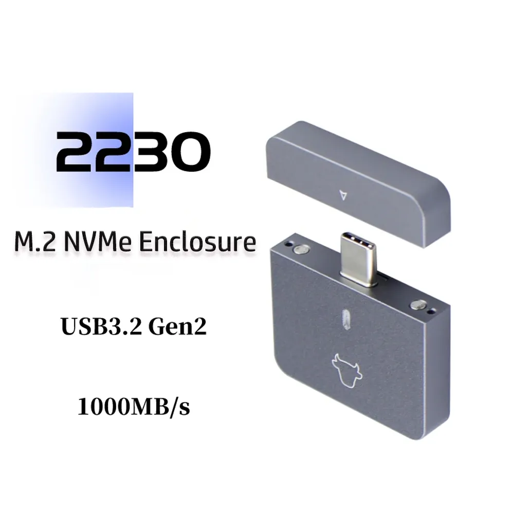 M.2 NVMe 2230 SSD Enclosure: USB-C/A 10Gbps External Case for M.2 2230 ...