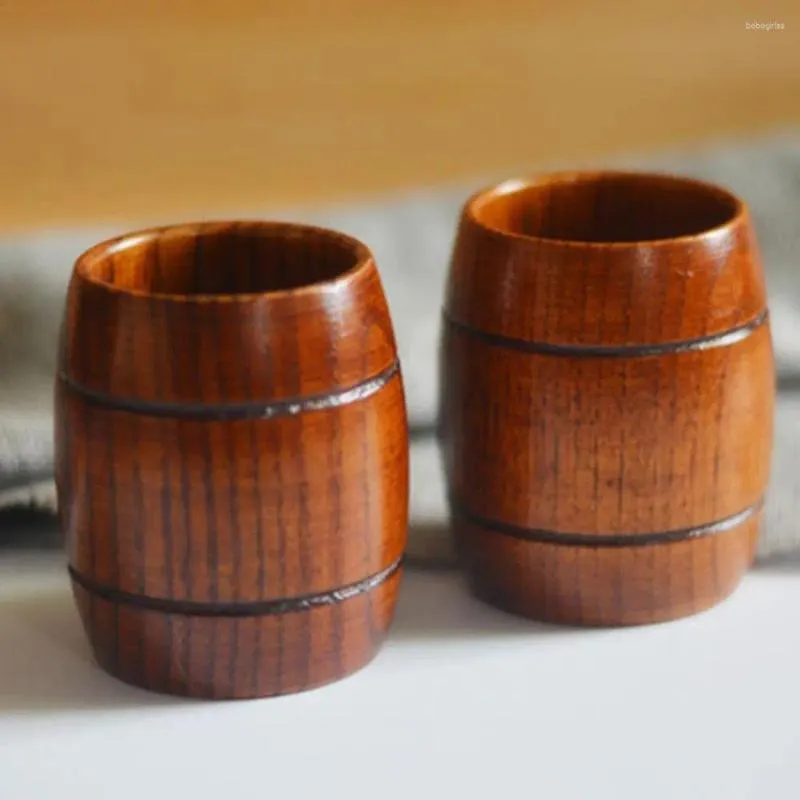 Mugs Barrel Shape Beer Tea Coffee Milk Water Cup Wooden Kitchen Bar Pub Drinkware Club Gift