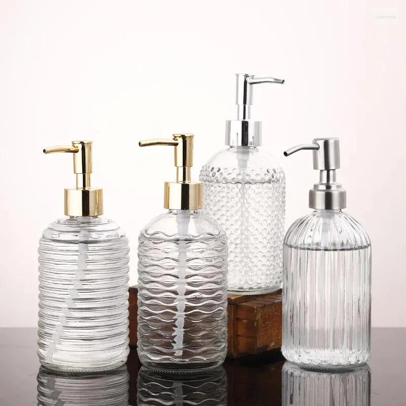 Distributore di sapone liquido da 400 ml di pressione vuota tipo trasparente in vetro in vetro in vetro vintage bottiglia Accessorio per lavandino per bagno