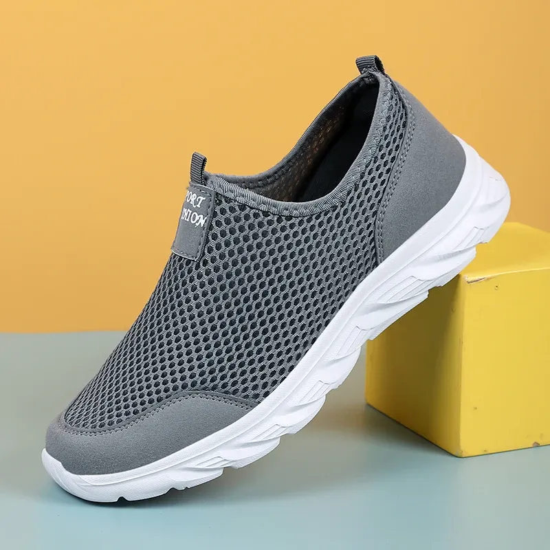 Breathable Mesh Running white sneakers for Men - display picture 1