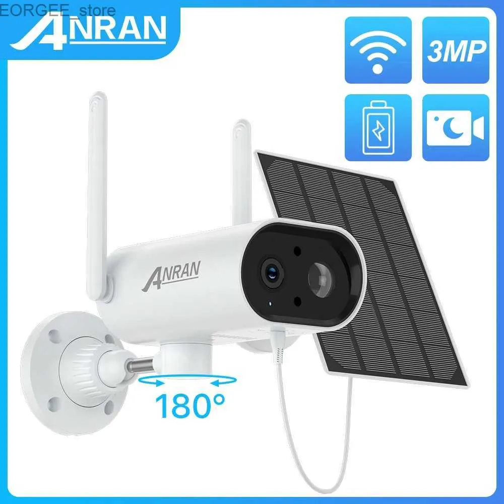 Altre telecamere CCTV ANRAN 1296P SOLAR CELLA CELLE 180 ROTAZIONE WiFi Monitoraggio Sicurezza WiFi Audio Bidirezionale Audio Outdoor Wireless PIR Rilevamento umano Y240403