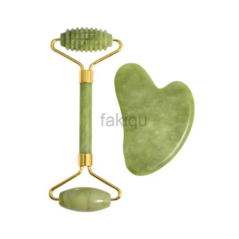 Masaj Taşları Kayalar 2 PCS Yüz Vücut Gua Sha She S -S -Sden Craper Güzellik Yüz Roller Seti Doğal Guache Taş Masaj Zayıflama Cilt Bakım Asansör 240403