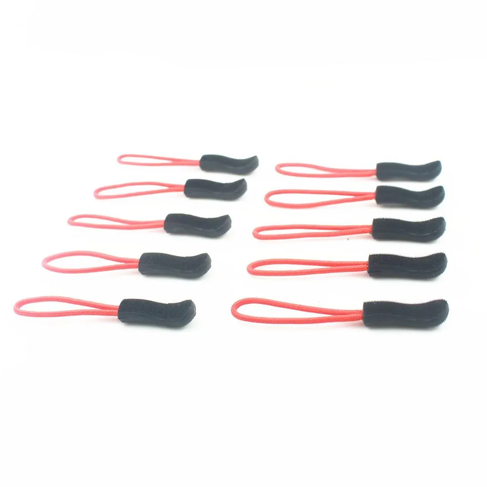 10pcs/Lot Zipper Pulls Replacement Zip Cord Puller Slider Jacket Backpack Black/Red/Yellow