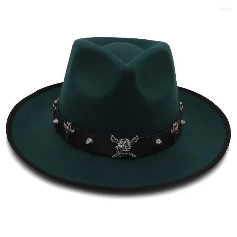 Bérets Fashion Men sentait Fedora Hat pour l'automne d'hiver fascinat jazz gentleman sombrero papa punk pirate Taille de 58 cm Drop livraison dhnxe