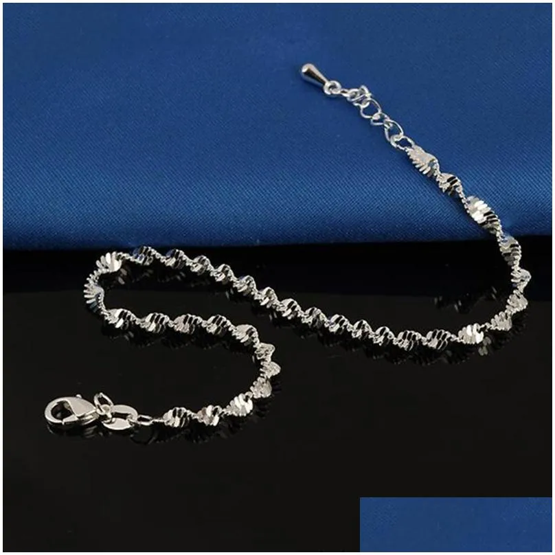 Anklets Fashion Ed Weave Chain For Women Anklet 925 Sterling Sier Bracelet Foot Jewelry On Foot1274V Drop Delivery Dhkje