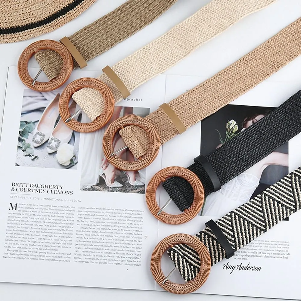 Summer Bohemian Women Elastic Waist Belt Straw Belt... From  display picture 2