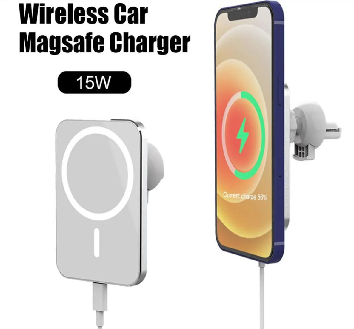 15W Wireless Car Magnetic Charger Car Holder för IP12 Fast Charging Airvent Mount Magnet Adsorbable Phone Holder2051337