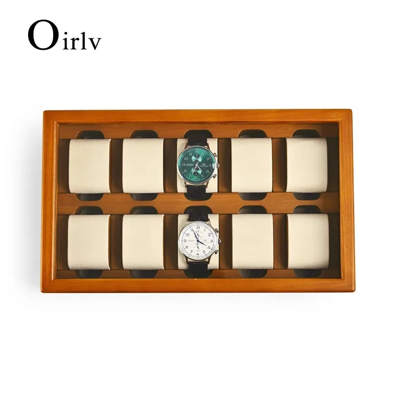 Caixa de relógio de madeira Oirlv com capa acrílica Fraxinus Mandshurica para armazenamento de exibição de pulso Organizador de madeira sólida 240327