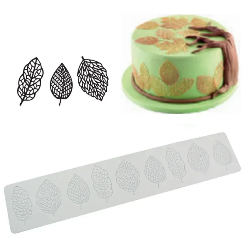 Yeni yaprak şekli fondan silikon kalıplar kek pasta dekoru dekorasyon şekeri şeker dantelli paspas pişirme gumpasts- dantel peçe mat kalıp için