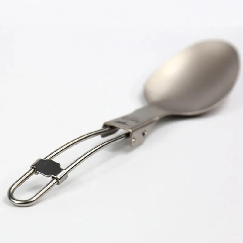 طي التيتانيوم قابلة للطي Spork Portable Outdize Camping Caltlery Travel Travel Parice Picnic Hiking Spoon فقط