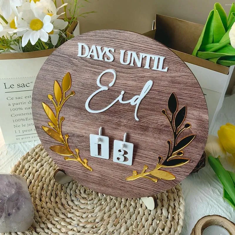 Dekoracja imprezy drewniana runda kalendarz z uchwytem DIY 31 dni odliczanie do Ramadan Eid al-Fitr Ornament Decor Home Decor