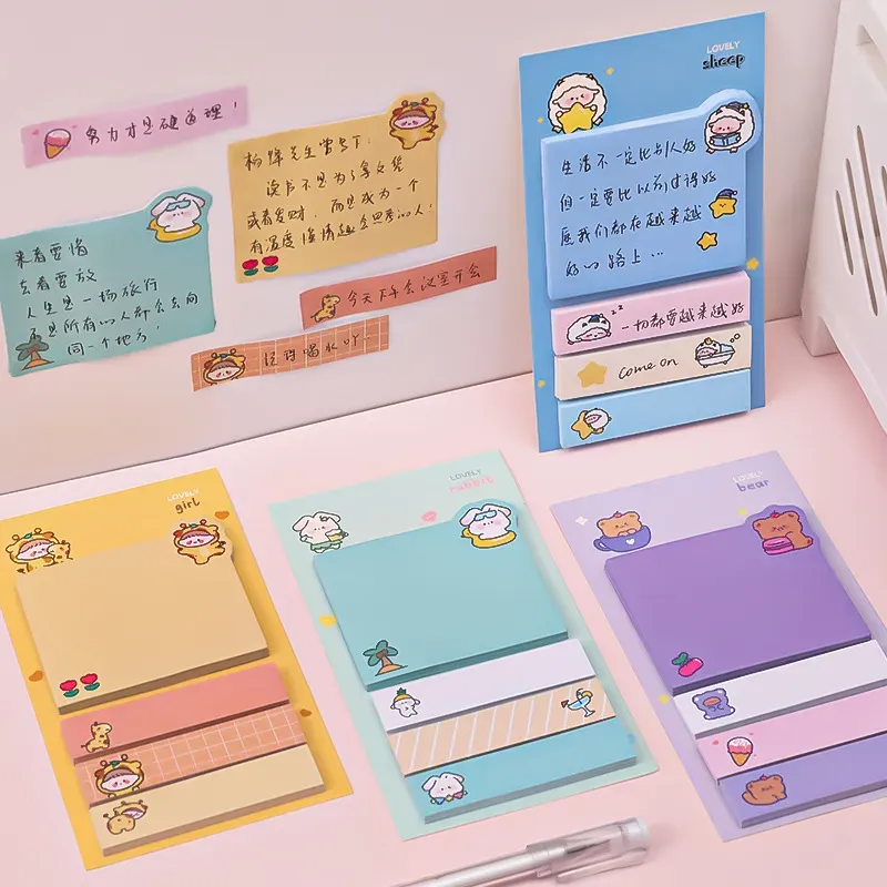 Kawaii Animal Paper Sticky Notes - 1 Pack of Cute Creative Notepad Memo ...