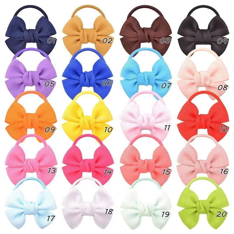 Solid Color Bow Hair Accessories Elastic Rubber Bands Baby Girls Hair Tie Ring Rope Kids Ponytail Holder Headdress