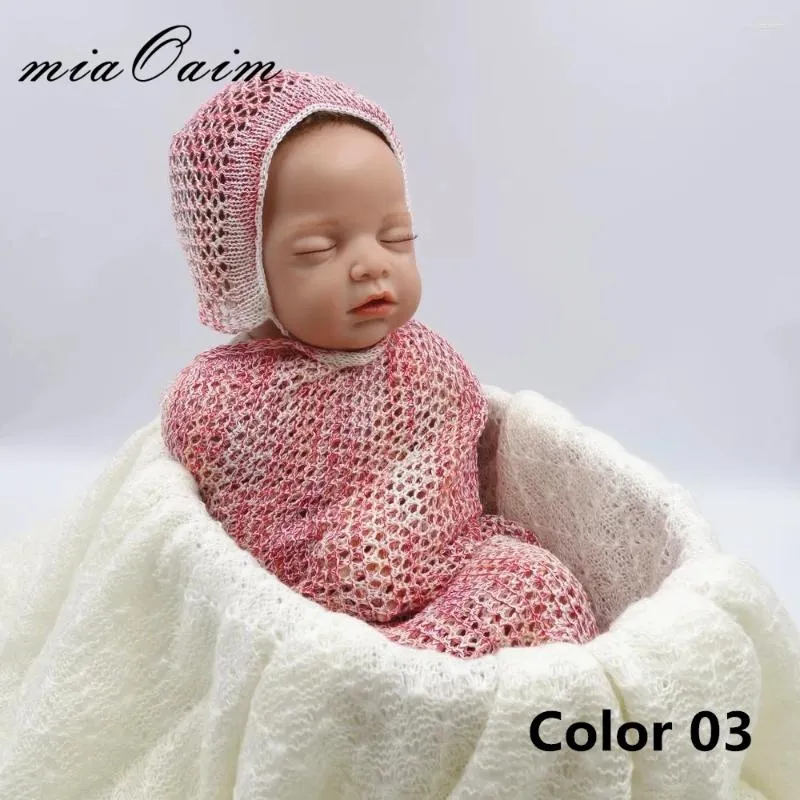 Cobertores 85 40cm Pointelle Stretch Knitdle Swaddle Receber Blanket Born Pograph Props Rayon envolve o pano de fundo do Baby PO