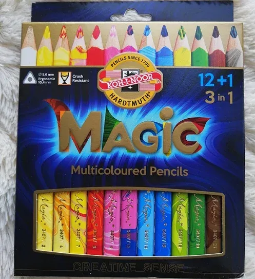 Lápis Kohinoor 12+1 3 em um Rainbow Lápis Magic Color Lead Garden Secret Coloring ThreeNona Lápis multicolorida Caixa de papel