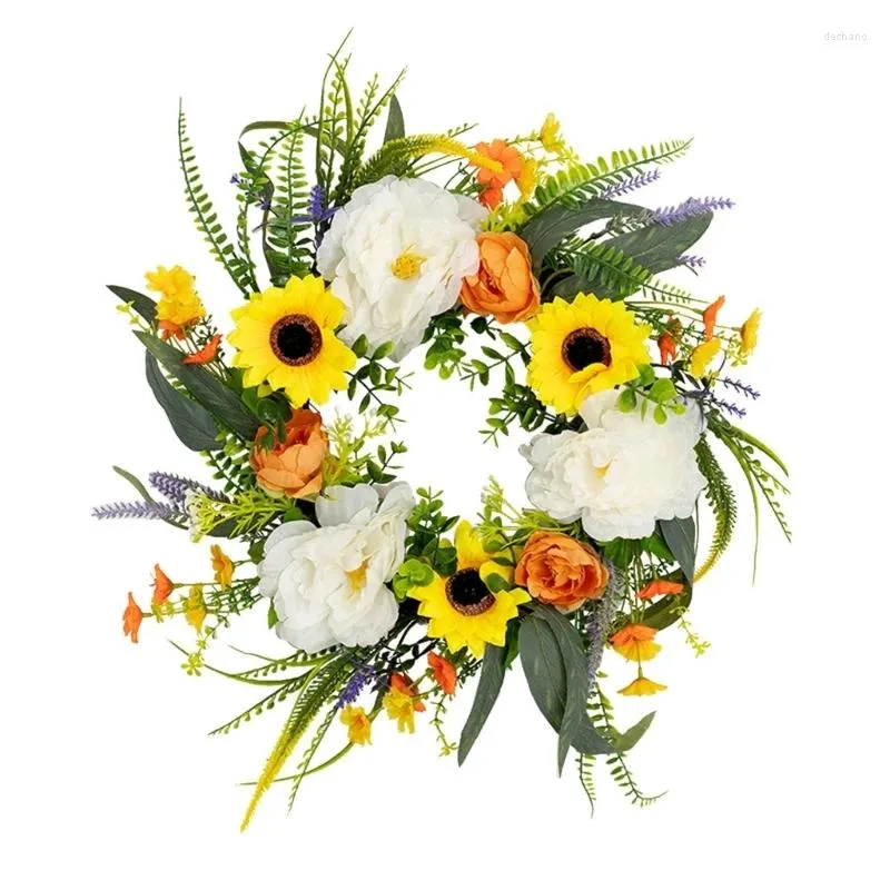 Fleurs décoratives Peonys Wreath Artificial Flower Garlands Floraux pour la porte
