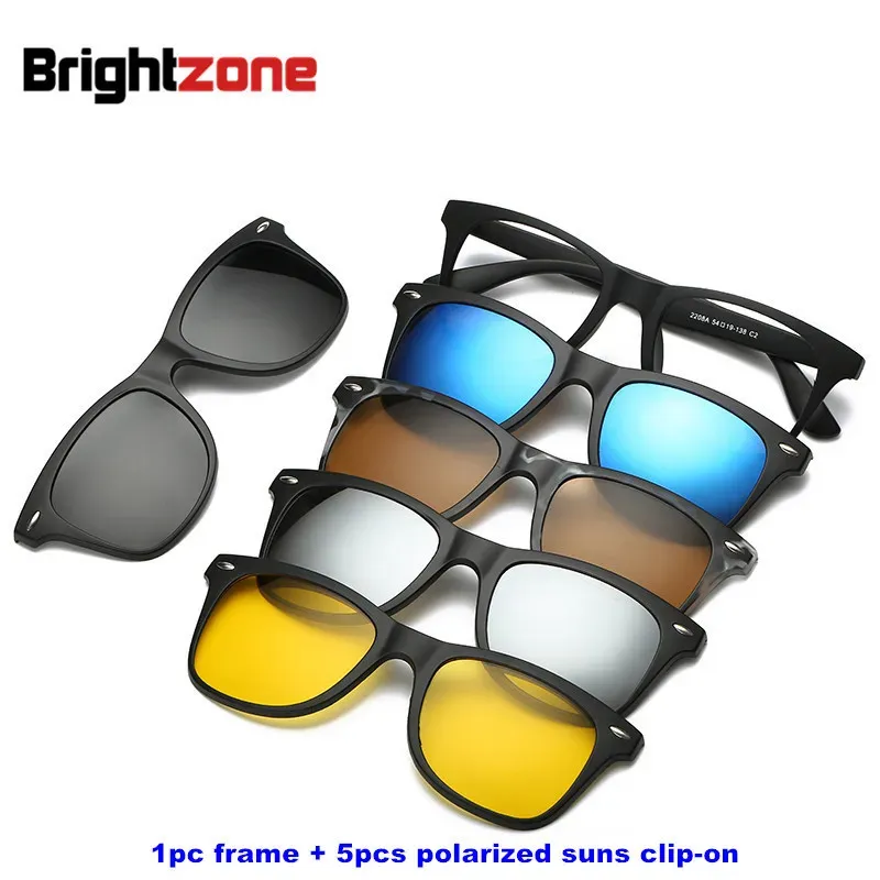 Солнцезащитные очки ярко -зона 5+1 Set Gchenses Женщины мужчины отражают поляризованные магнитные солнцезащитные очки Clipon Make Рецепт миопия гипериопия астигматизм