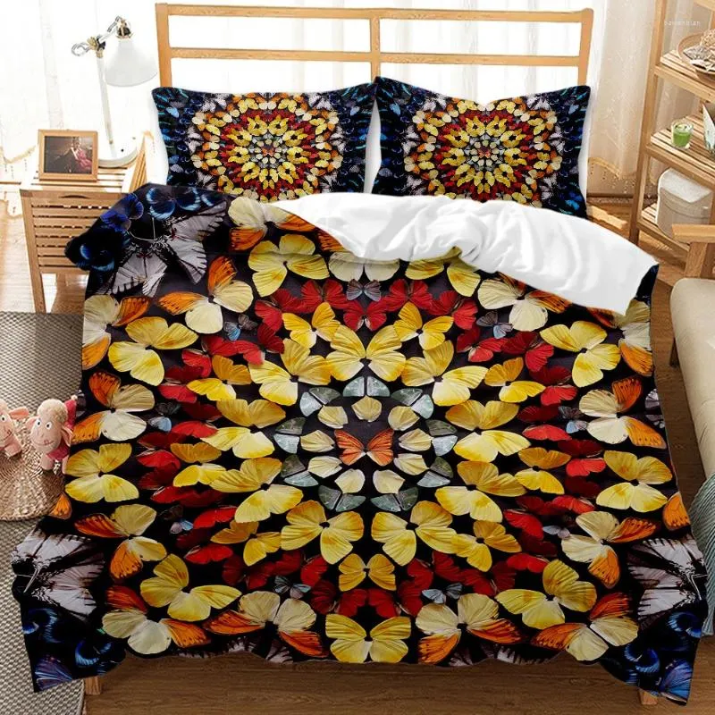 Beddengoed sets Boheemse vlinderstijl dekbedovertrek 240x220 zacht ademende quilt met kussensloop slaapkamer thuis textiel decor