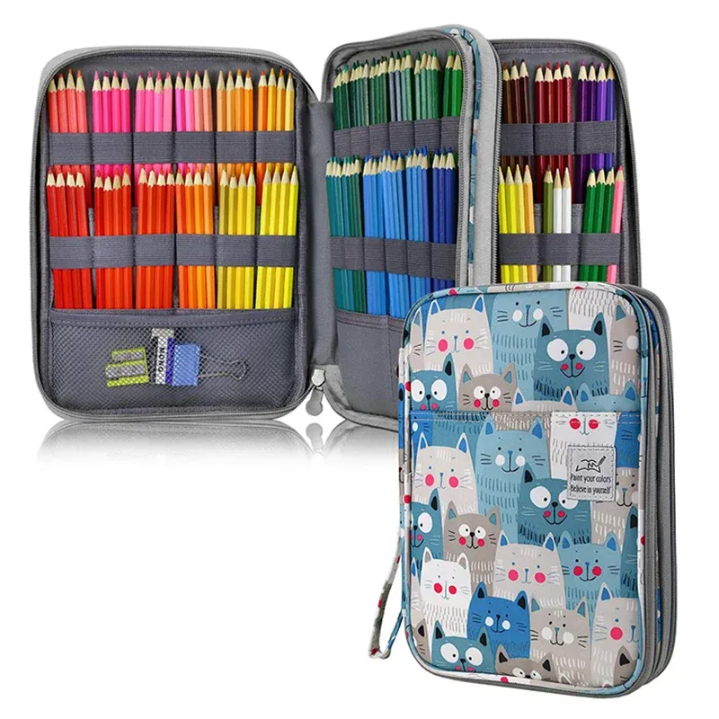 Bags 96/192 Holes Cat Pencil Case School for Girls Boys Large Capacity Cartridge Supplies Cute Kawaii Pen Bag Big Stationery Box Bag