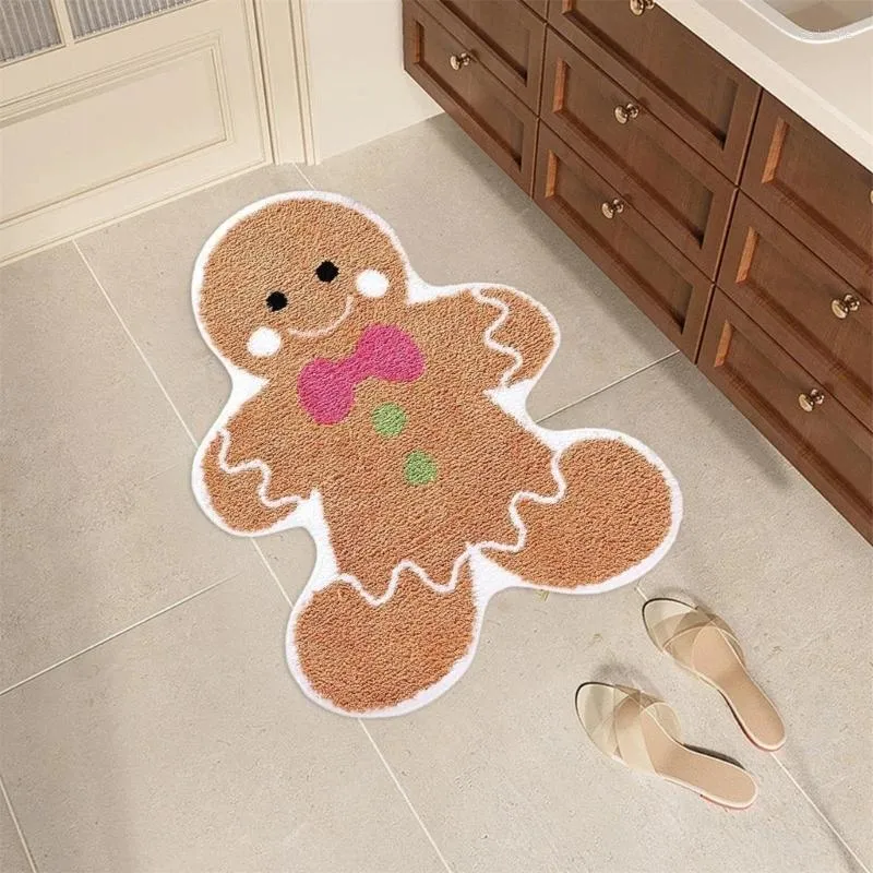 Badmatten Lebkuchen Man Tür 80 cm Weihnachtsdekorative Bodenmatte für Küchenschlafzimmer Großhandel