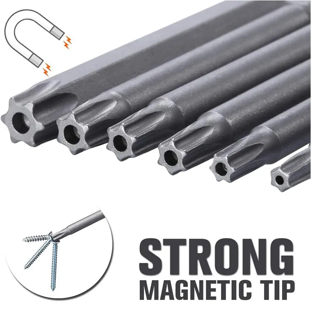 Set di bit di sicurezza Torx a 11 pezzi, cacciavite di cacciatore di sicurezza magnetico S2 in acciaio set da 50/100 mm Cazzodamera a stella per aspirapolvere di squalo T6-T40