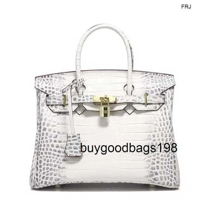 Himalayans väska kvinnors handväskor nya alligator läder mode toppskikt ko himalayan vit har logotyp OS88