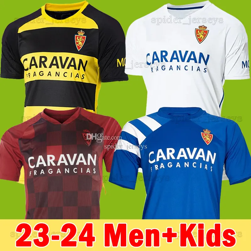 23 24 Real Zaragoza FRAN GAMEZ Soccer jerseys JAVI ROS ALEJANDRO 2023 2024 Zapater MIGUEL Ivan Manu Home Away Footabll Shirts Men Uniforms Kids Kits Socks Full Sets