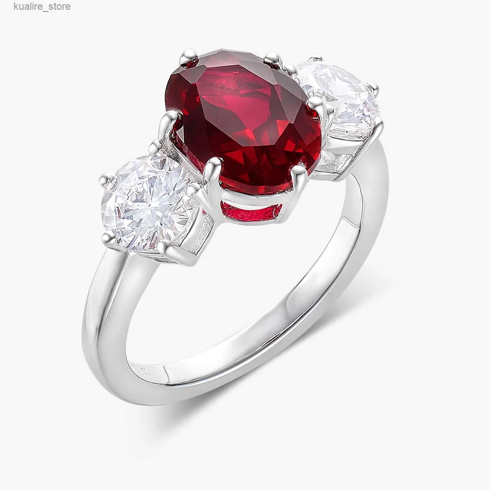 Cluster Rings CUMEE Classic Little Crate Three Stone Culture Ruby Ring 925 Silver Gold Plated Gift for Wife and Girlfriend L240402