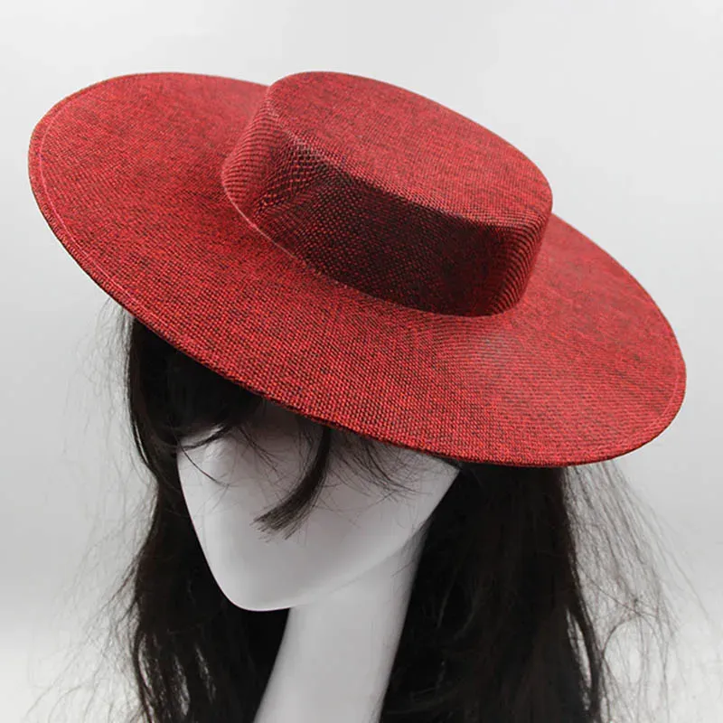 Elegant Red Women\'s Wide-Brim Sinamay Fascinator Hat Deep Red Sinamay Statement Hat | Elegant Wide Brim Occasion  main image 4